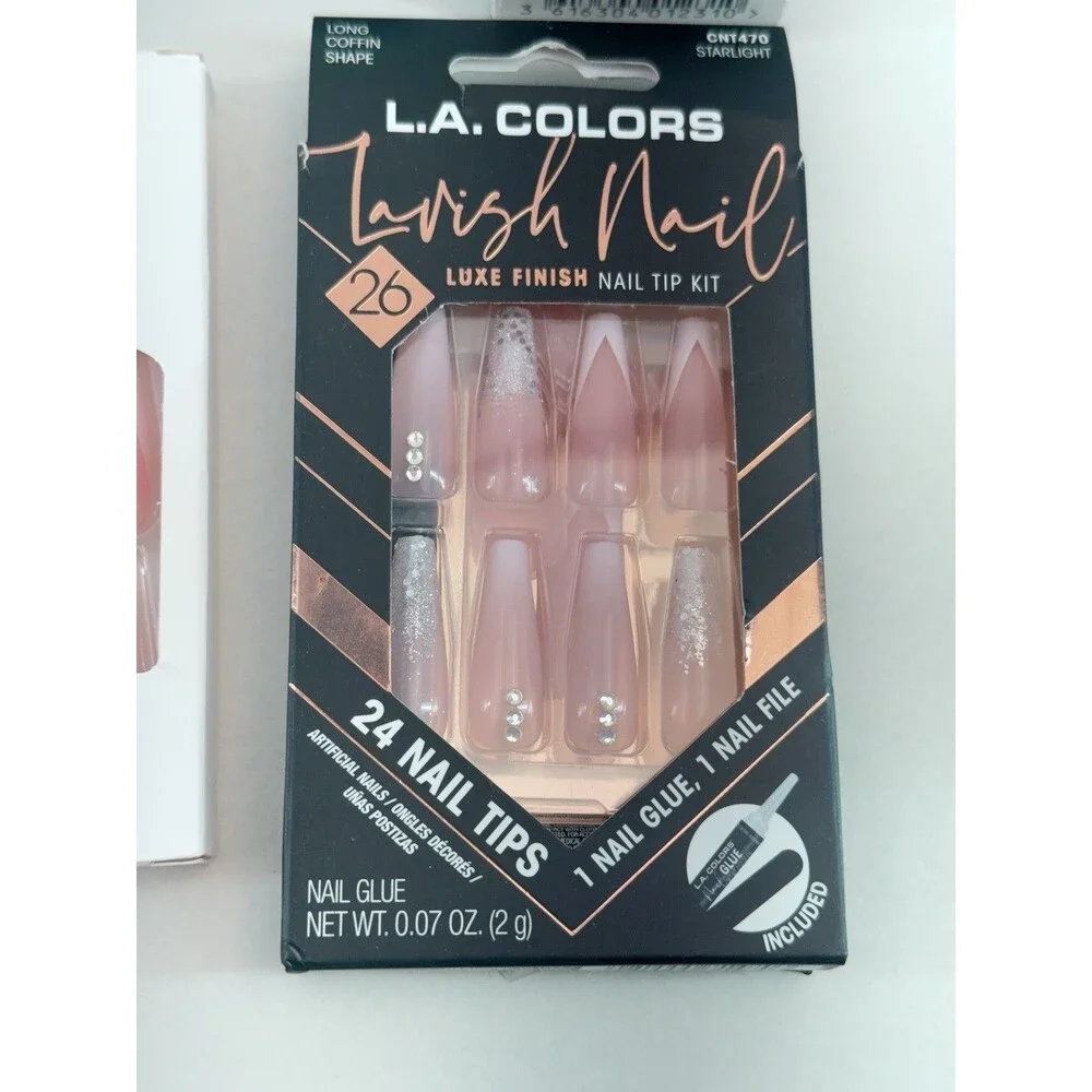 Professional False Nails - Press on Nails, Long, with Glue, color White and Red. - Picture 5 of 12
